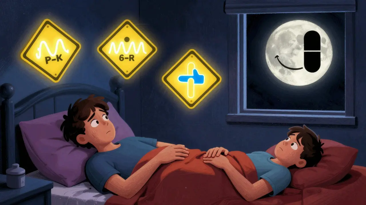 One friend trying to wake another who is unresponsive, with glowing warning signs of overdose floating in the air.