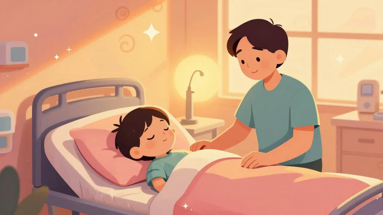 Sleeping child recovering safely with parent present