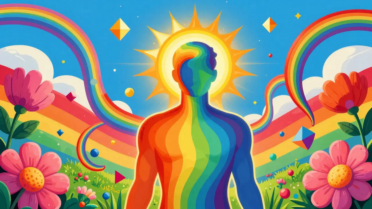 Colorful conceptual art of a person experiencing mental clarity and emotional balance.